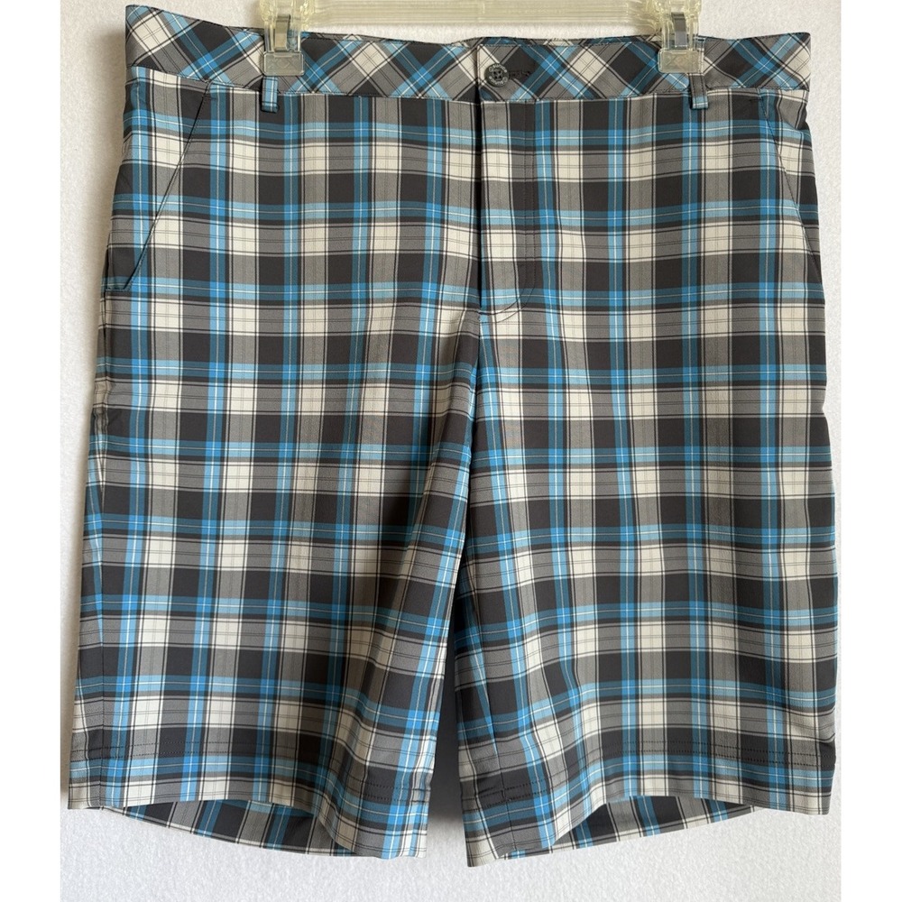 Sunice Shorts Men Size 34 Gray Plaid Pockets Golf Outdoor Polyester‎ Classic